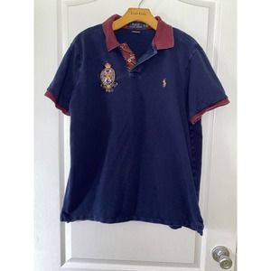 Polo Ralph Lauren Navy Blue Cotton Logo Custom Slim Fit Polo Shirt Men's Size XL